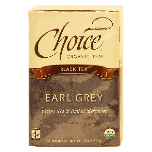 Choice Earl Grey ceylon tea & italian bergamot black tea, 16-bags1.1oz