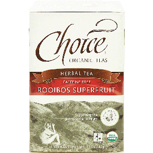 Choice organic teas rooibos superfruit herbal tea, caffeine free,1.1oz