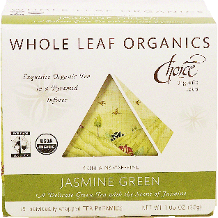 Choice organic teas jasmine green whole leaf tea in a pyramid in1.05oz