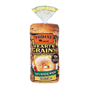 Thomas' Bagels Hearty Grains 100%  Whole Wheat Pre-Sliced 6 Ct 22oz