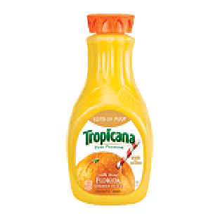 Tropicana  100% pure orange juice, grovestand, lots of pulp 59fl oz