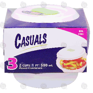 Reynolds Casuals 3 round containers with vented lids, bpa free, 2 c 3pk