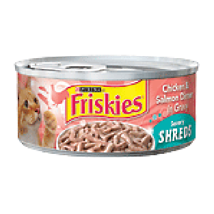 Friskies Wet Cat Food Shredded Chicken & Salmon Dinner In Gravy 5.5oz