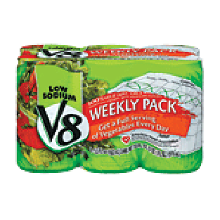 V8 Vegetable Juice 100% Low Sodium 5.5 Oz 6pk