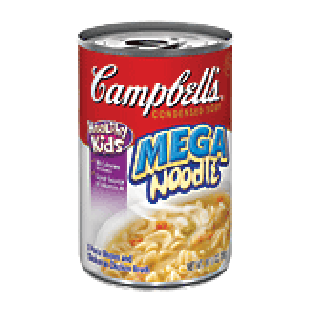Campbell's  mega noodle chicken and 3 noodle shapes condensed so10.5oz