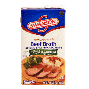 Swanson 100% Natural beef broth, 100% fat free, 50% less sodium 32oz