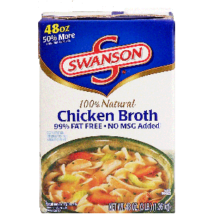 Swanson Chicken Broth Rtsb 99% Fat Free All Natural 48oz