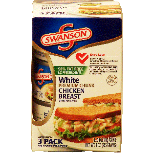 Swanson  white premium chunk chicken breast in water, 3 3-oz. cans  9oz