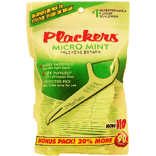 Plackers Micro Mint dental flossers, freshen breath  90ct