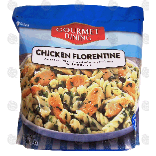 Gourmet Dining  chicken florentine; rotini pasta, spinach and a c28-oz
