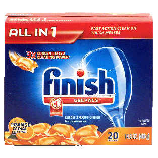 Finish All in 1 automatic dishwasher detergent gelpacs, super conc20oz