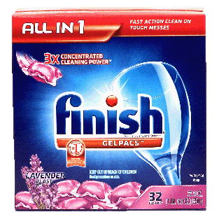 Finish All in 1 automatic dishwasher detergent gelpacs, 3x concent 32ct