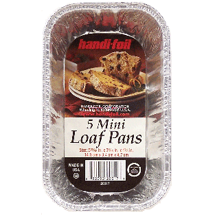 Handi-foil  mini loaf pans, size 5 23/32in x 3 5/16in x 1 7/8in 5ct