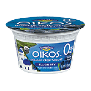 Stonyfield Organic 0% fat organic greek yogurt, blueberry on the 5.3oz