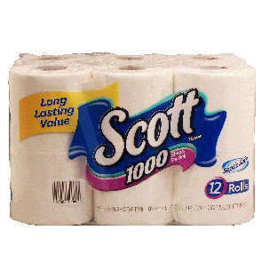Scott  unscented bathroom tissue, one-ply, 1,257.6 sq. ft., septic12pk