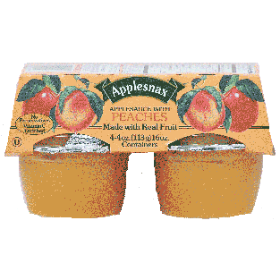 Applesnax  applesauce with peaches, made with real fruit 4pk