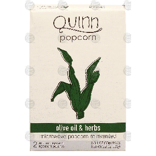 Quinn  microwave popcorn reinvented, olive oil & herbs, 2 pure po6.2oz