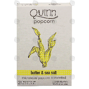 Quinn  microwave popcorn reinvented, butter & sea salt, 2 pure po6.9oz