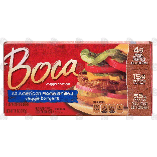 Boca Veggie Protein all american flame grilled veggie burgers, 4 10-oz