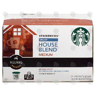 Keurig Starbucks decaf house blend, medium roast, 10 k-cups 4.2-oz
