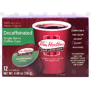 Tim Horton's  decaffeinated single serve coffee cups, 100% arab4.44-oz