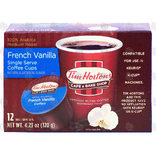 Tim Horton's  single serve french vanilla coffee cups, 100% ara4.23-oz