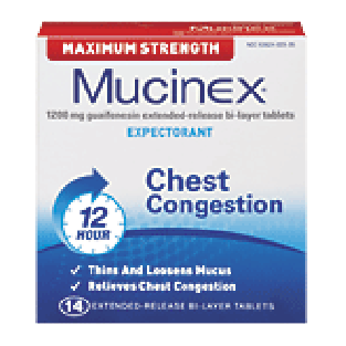 Mucinex Expectorant Extended-Release Bi-Layer Tablets Maximum Stre14ct
