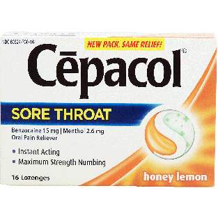 Cepacol  sore throat, honey lemon lozenges 16ct