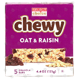 Select Choice  oat & raisin chewy granola bars, 5 ct 7oz