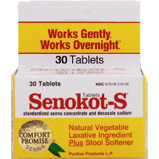 Senokot -S natural vegetable laxative plus stool softener tablets 30ct