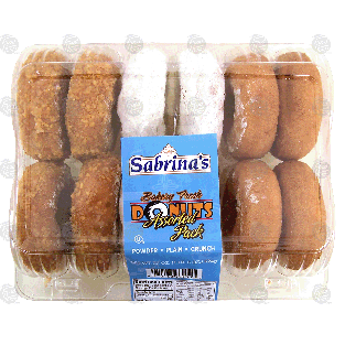 Sabrina's Donuts bakery fresh donuts, assorted pack, powder, plai22-oz