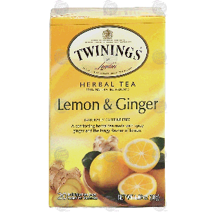 Twinings Of London Tea Bags lemon & ginger herbal tea caffeine fr20-ct