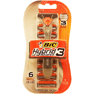 Bic Hybrid 3 Advance 3 blade razor, 6 cartridge refills 1ct