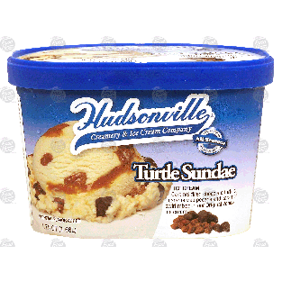 Hudsonville Turtle Sundae vanilla ice cream with caramel filled1.75-qt