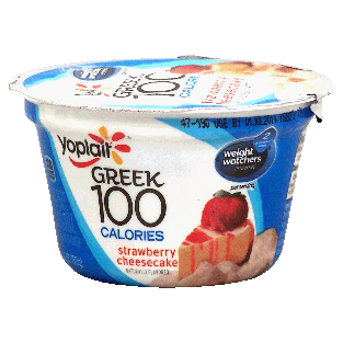 Yoplait Greek 100 fat free greek yogurt, strawberry cheesecake, 15.3oz