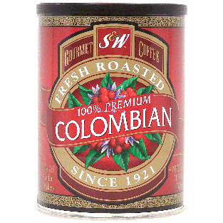 S & W  ground coffee, 100% premium colombian coffee 11.5-oz