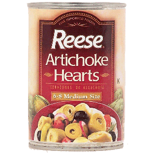 Reese  artichoke hearts medium size 6-8 count  14oz