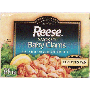 Reese  smoked baby clams, fancy cherry wood in cottoneseed oil  3.66oz