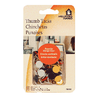 Helping Hand  thumb tacks in reusable plastic storage case, assor 100ct
