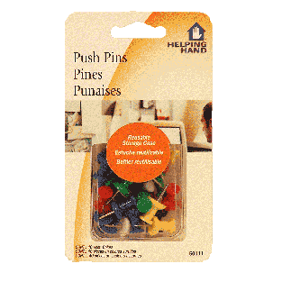 Helping Hand  push pins in reusable storage case, assorted colors  40ct