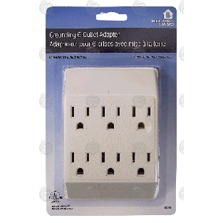 Helping Hand  grounding 6 outlet power adapter, converts 2 gang out 1ct