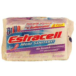 Estracell Brillo no scratch scrub sponge with wedge edge; 4.5 x 2.7 2ct