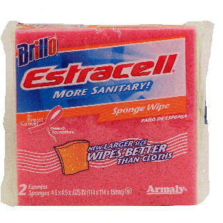 Estracell Brillo sponge wipe, more sanitary, 4.5 x 4.5 x 0.625 in  2ct