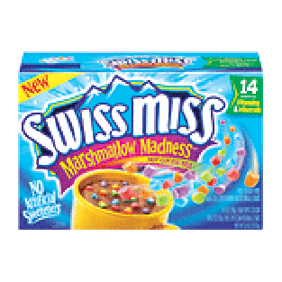 Swiss Miss Marshmallow Madness hot cocoa mix with colored mini-m9.6-oz