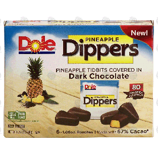 Dole Dippers pineapple tidbits covered in dark chocolate, 6 - 16.36-oz