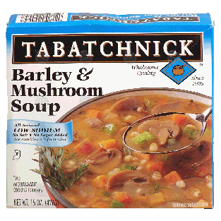 Tabatchnick  barley & mushroom soup, low sodium, two microwaveabl15-oz