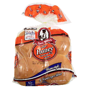 Aunt Millie's Homestyle Hamburger Buns, Honey 8 Ct 17oz