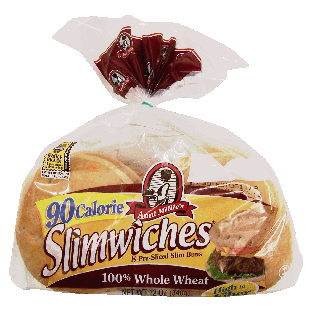 Aunt Millie's Slimwiches 90 calorie pre-sliced slim buns, 100% who12oz