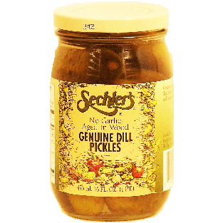 Sechler's  geniune dill pickles, no garlic, aged in wood 16fl oz