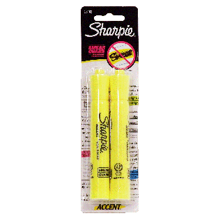 Sharpie Smear Guard yellow high lighter, bi-pack  2ct